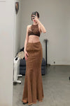 OUDE WAAG Washing Denim Fish Tail Skirt OW-23SS-SK04 reddish brown